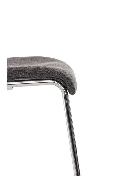 Taburete de bar Hoover tela estructura de 4 pies cromo, gris claro