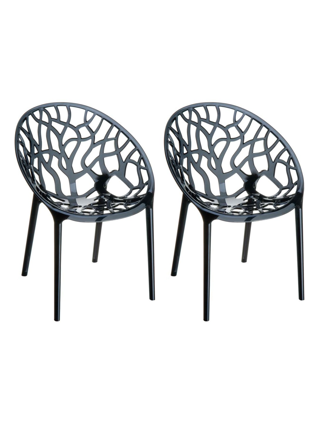 SET de 2 sillas apilables CRYSTAL, negro