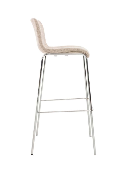 Juego de 2 taburetes de bar Hoover de tela con estructura de 4 pies cromada, crema