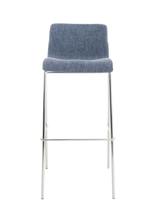 Juego de 2 taburetes de bar Hoover de tela con estructura de 4 pies cromada, azul