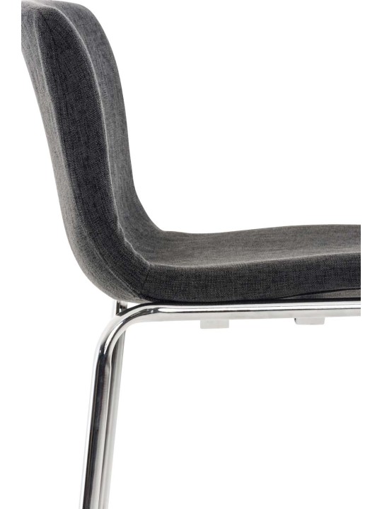 Juego de 2 taburetes de bar Hoover de tela con estructura de 4 pies cromada, gris oscuro