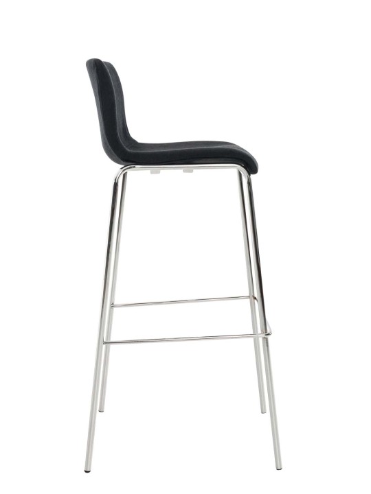 Juego de 2 taburetes de bar Hoover de tela con estructura de 4 pies cromada, negro