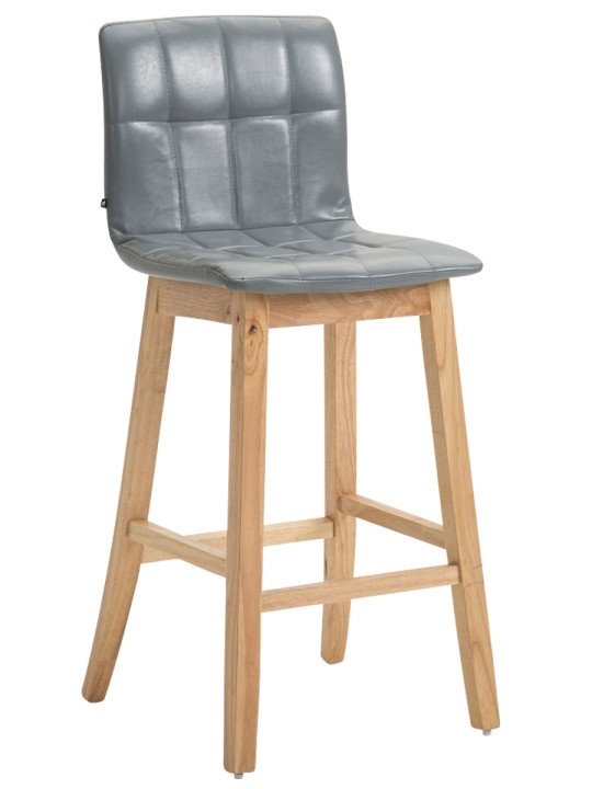 Juego de 2 taburetes de bar Bregenz piel sintética natural, gris
