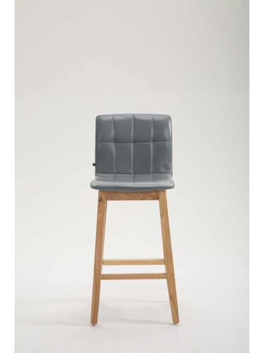 Juego de 2 taburetes de bar Bregenz piel sintética natural, gris