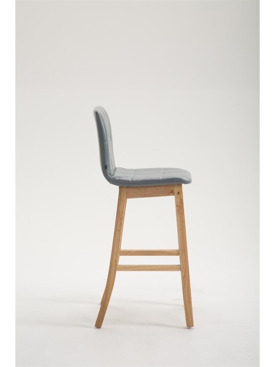 Juego de 2 taburetes de bar Bregenz piel sintética natural, gris