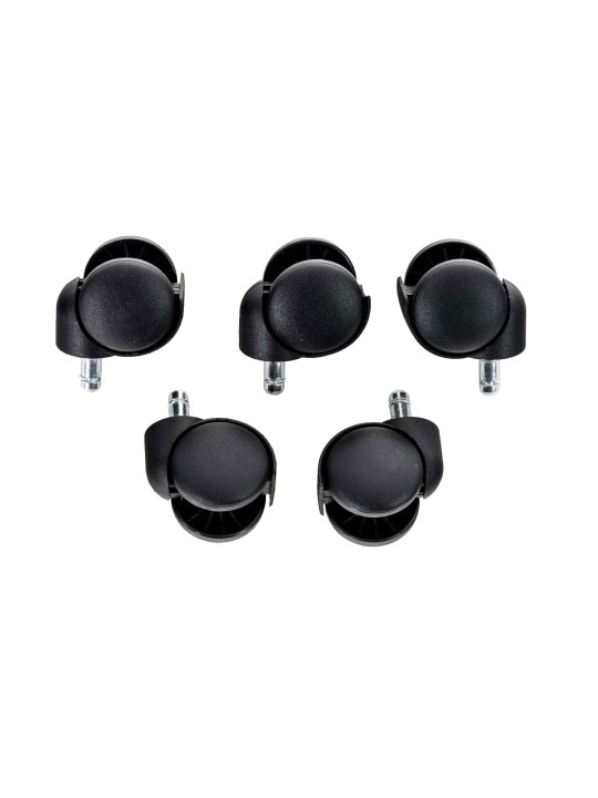 Pack de 5 ruedas de suelo de plástico, negro