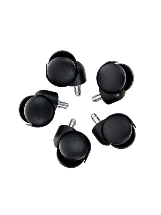 Pack de 5 ruedas de suelo de plástico, negro