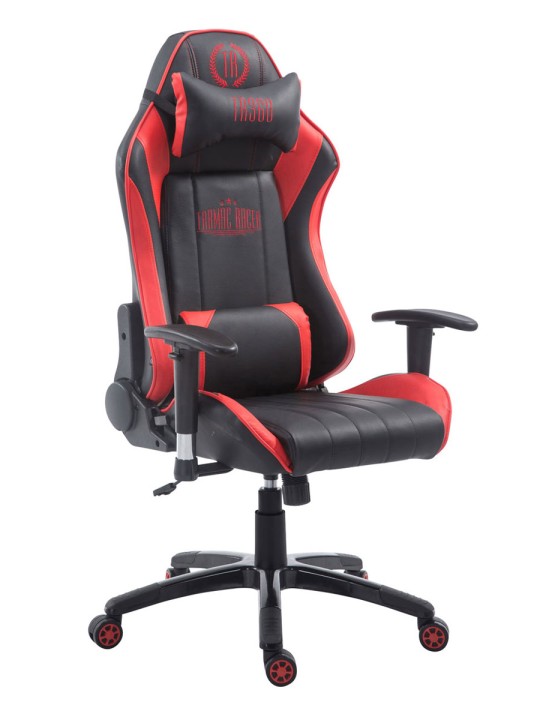 Silla de oficina Racing Shift X2 de cuero artificial sin reposapiés, negro/rojo