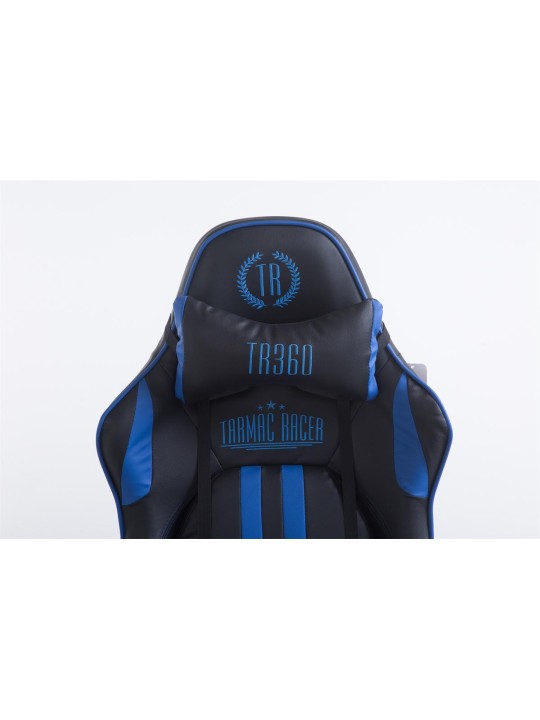 Silla de oficina Racing Limit V2 de cuero artificial con reposapiés, negro/azul