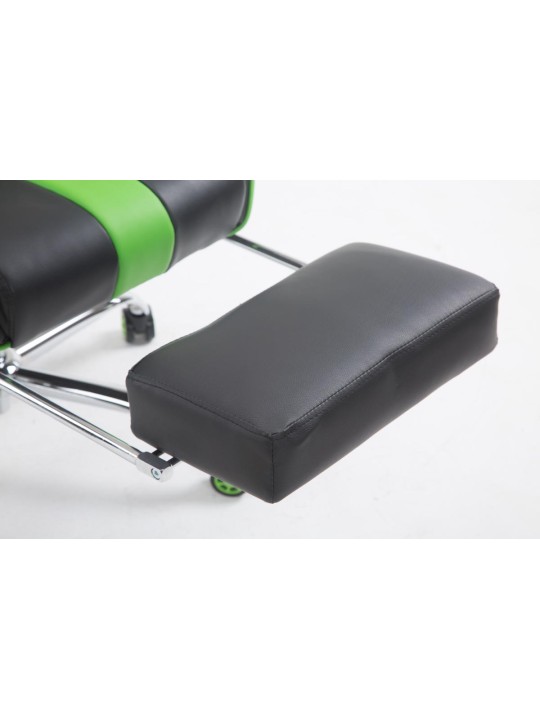 Silla de oficina Racing Limit V2 de cuero artificial con reposapiés, negro/verde