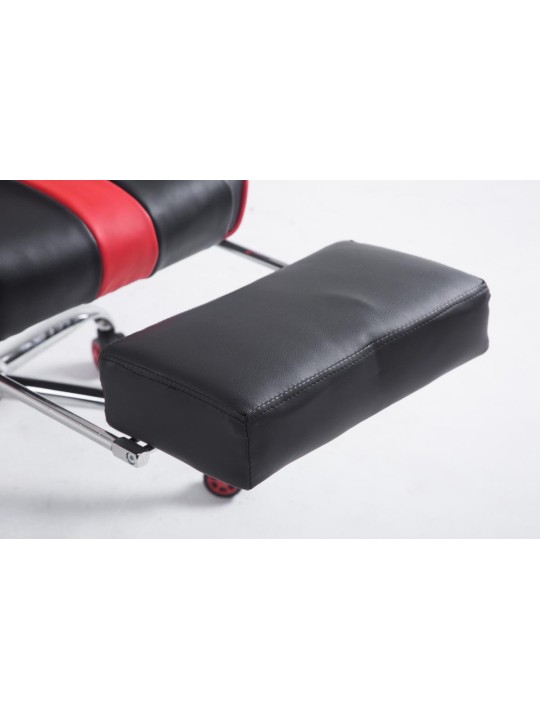 Silla de oficina Racing Limit V2 de cuero artificial con reposapiés, negro/rojo