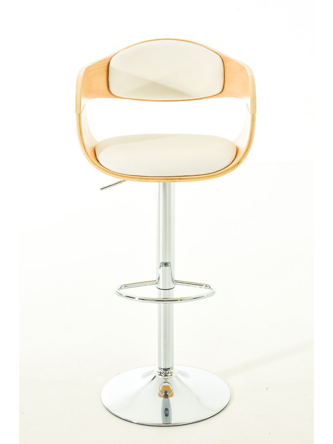 Juego de 2 taburetes de bar Kingston C piel sintética, natural/blanco