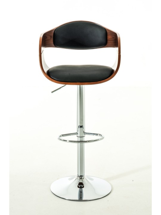 Juego de 2 taburetes de bar Kingston C piel sintética, nogal/negro