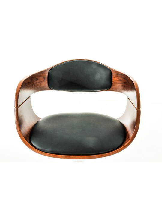 Juego de 2 taburetes de bar Kingston C piel sintética, nogal/negro