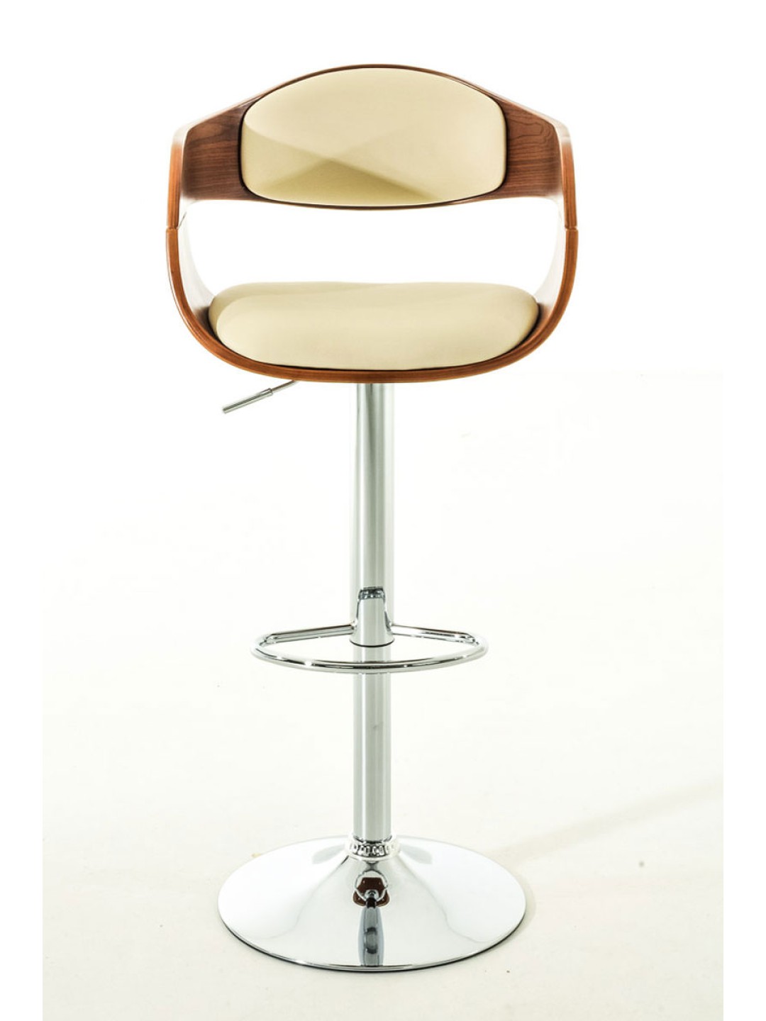 Juego de 2 taburetes de bar Kingston C piel sintética, nogal/crema