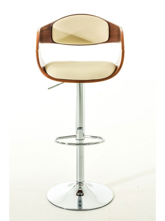 Juego de 2 taburetes de bar Kingston C piel sintética, nogal/crema