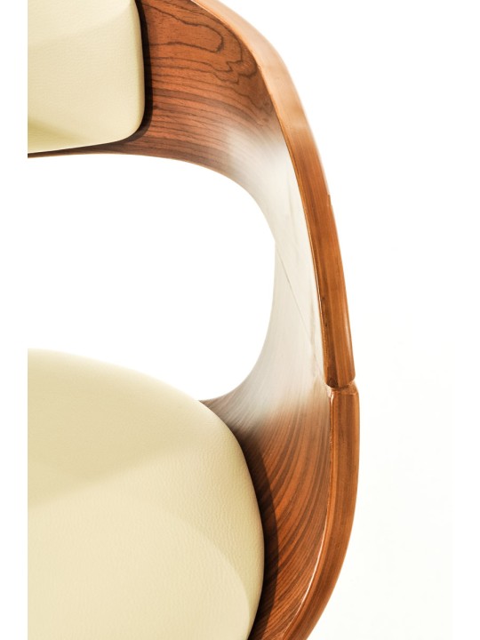 Juego de 2 taburetes de bar Kingston C piel sintética, nogal/crema