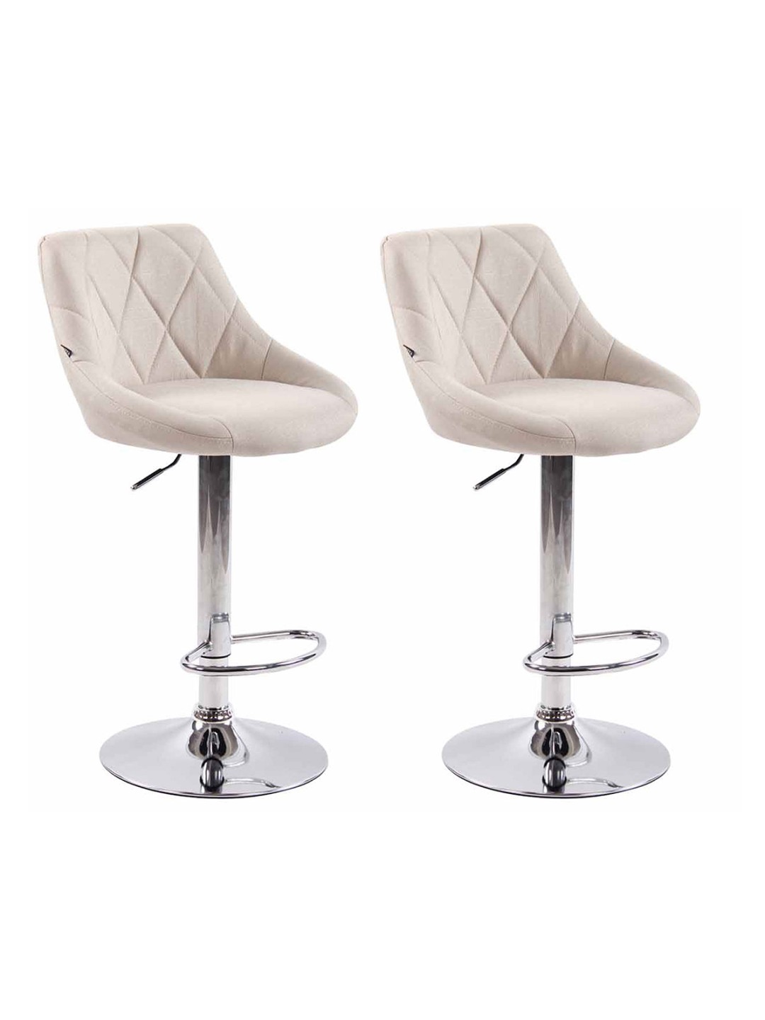 Juego de 2 taburetes de bar Lazio tela C, crema