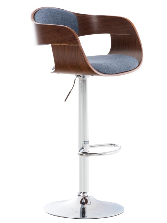 Taburete de bar Kingston C tela, nogal/azul