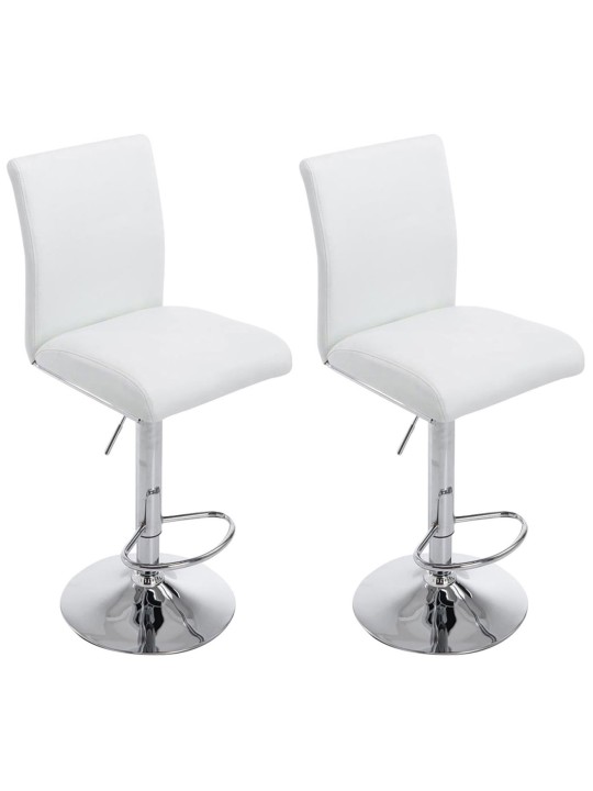 Juego de 2 taburetes de bar Colonia piel sintética cromado, blanco Juego de 2 taburetes de bar Colonia piel sintética cromado, blanco