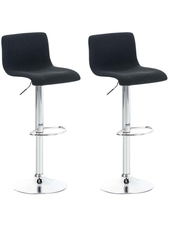Juego de 2 taburetes de bar Hoover tela cromo, negro