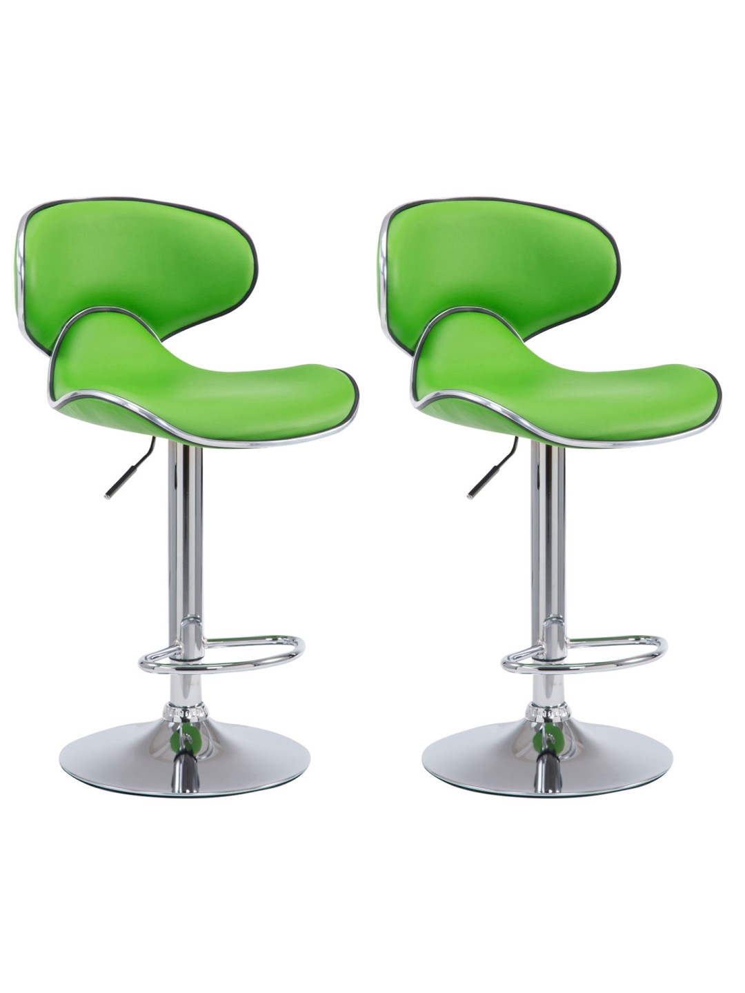 Juego de 2 taburetes de bar Las Vegas V2 polipiel cromado, verde
