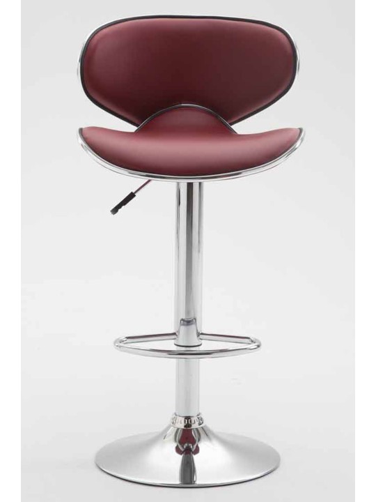 Juego de 2 taburetes de bar Las Vegas V2 polipiel cromado, burdeos