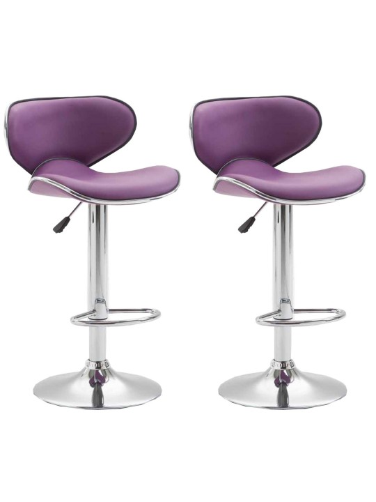Set de 2 taburetes de bar Las Vegas V2 piel sintética cromo, lila