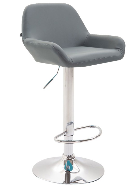 Taburete de bar Braga cuero sintético cromo, gris Taburete de bar Braga cuero sintético cromo, gris