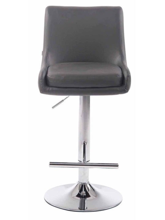 Juego de 2 taburetes de bar Club de piel sintética cromados, gris