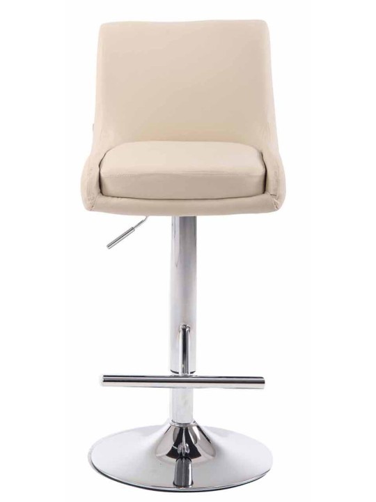 Juego de 2 taburetes de bar Club de piel sintética cromados, crema