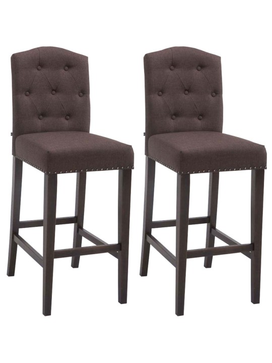 Juego de 2 taburetes de bar Louise tela antigua, marrón