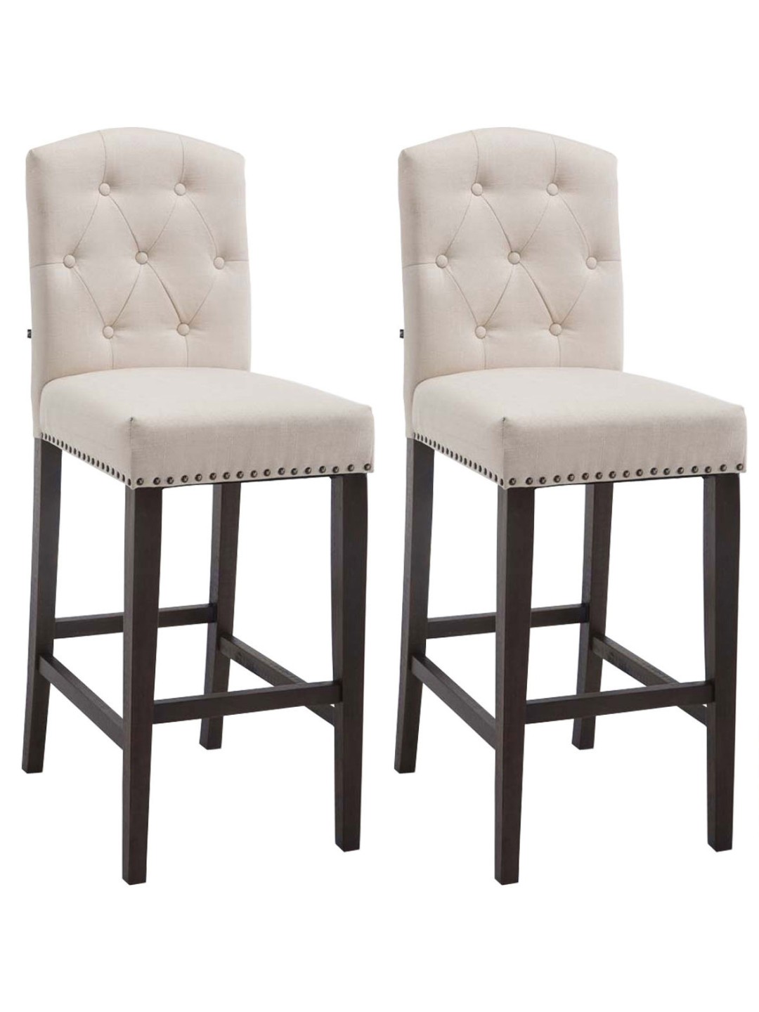 Juego de 2 taburetes de bar Louise tela antigua, crema