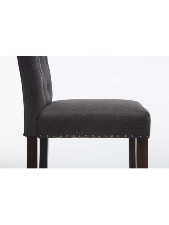 Juego de 2 taburetes de bar Louise tela antigua, gris oscuro