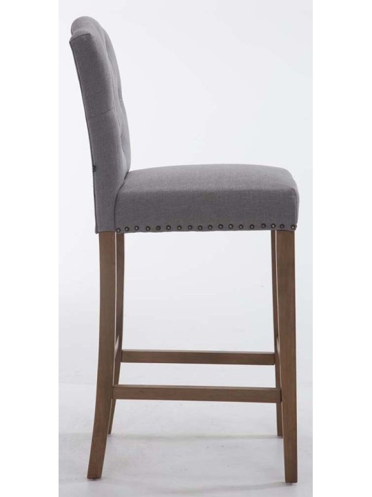 Juego de 2 taburetes de bar Louise tela antiguo-claro, gris claro