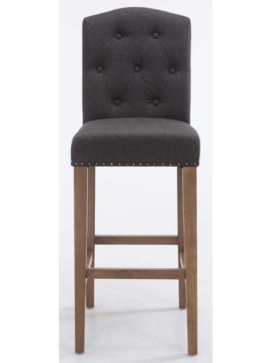Juego de 2 taburetes de bar Louise tela antiguo-claro, gris oscuro