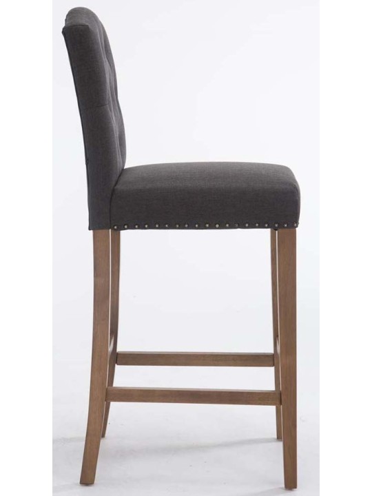 Juego de 2 taburetes de bar Louise tela antiguo-claro, gris oscuro