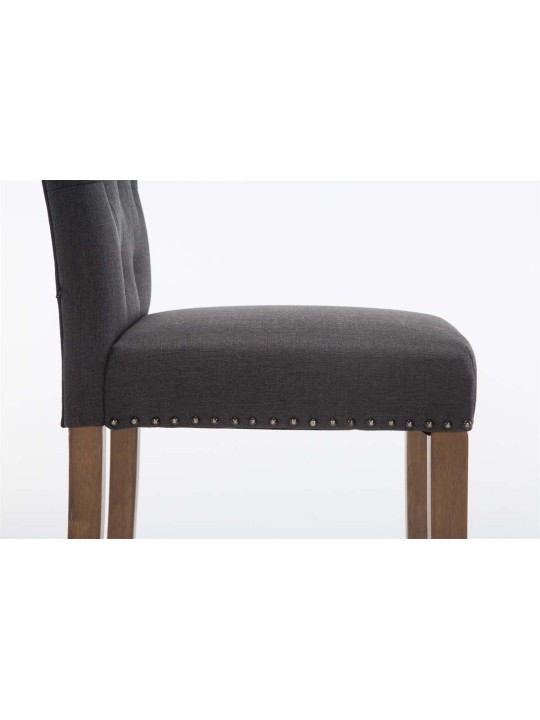 Juego de 2 taburetes de bar Louise tela antiguo-claro, gris oscuro