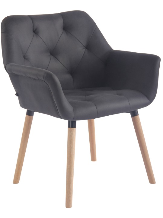 Silla de comedor Cassidy vintage piel sintética natural, negro