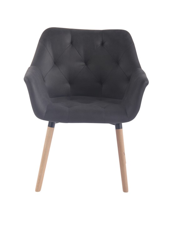 Silla de comedor Cassidy vintage piel sintética natural, negro