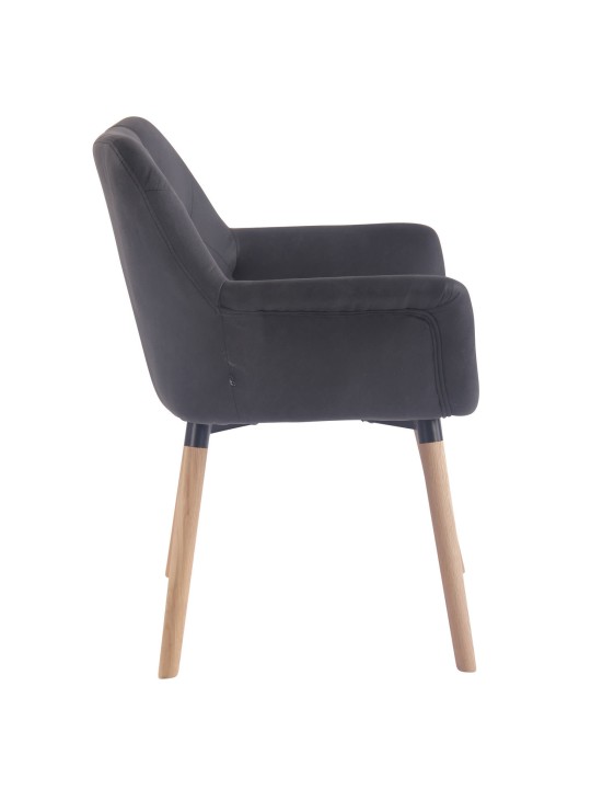 Silla de comedor Cassidy vintage piel sintética natural, negro