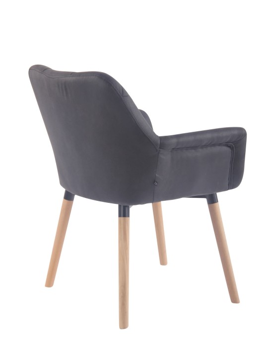 Silla de comedor Cassidy vintage piel sintética natural, negro