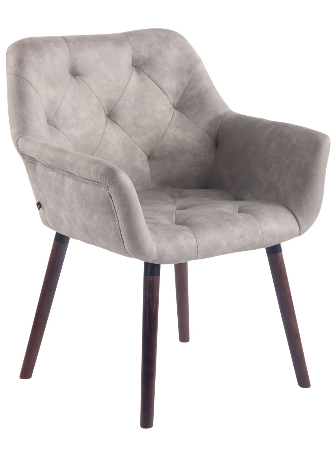 Silla de comedor Cassidy vintage piel sintética nogal, gris