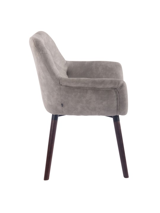 Silla de comedor Cassidy vintage piel sintética nogal, gris