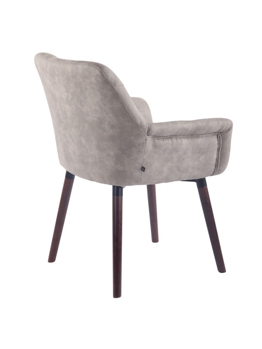 Silla de comedor Cassidy vintage piel sintética nogal, gris