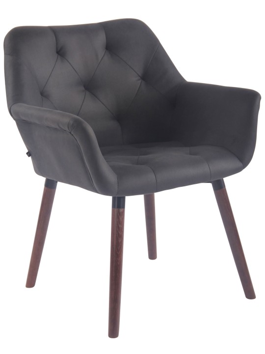 Silla de comedor Cassidy vintage piel sintética nogal, negro