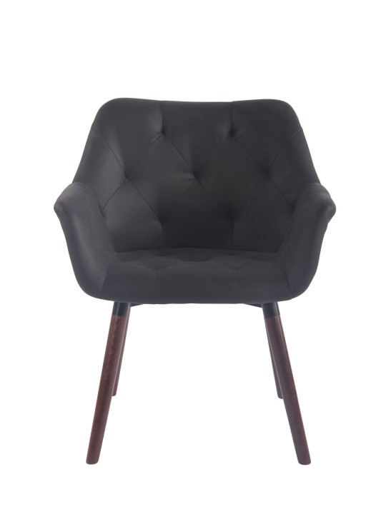 Silla de comedor Cassidy vintage piel sintética nogal, negro