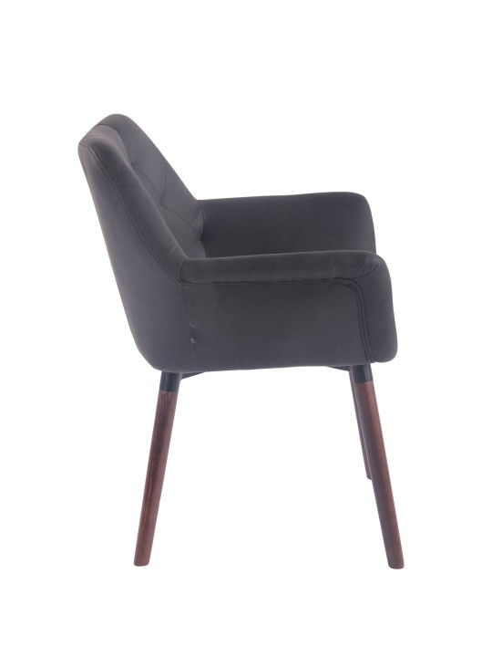 Silla de comedor Cassidy vintage piel sintética nogal, negro