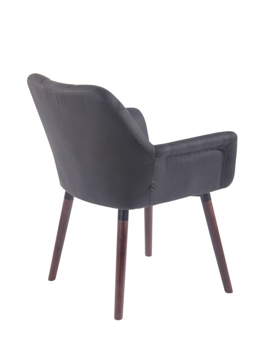 Silla de comedor Cassidy vintage piel sintética nogal, negro