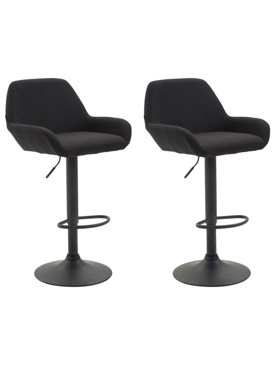 Juego de 2 taburetes de bar tela Braga, negro